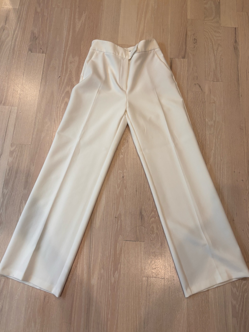 Zara Cream Wide-Leg Trousers - Size S